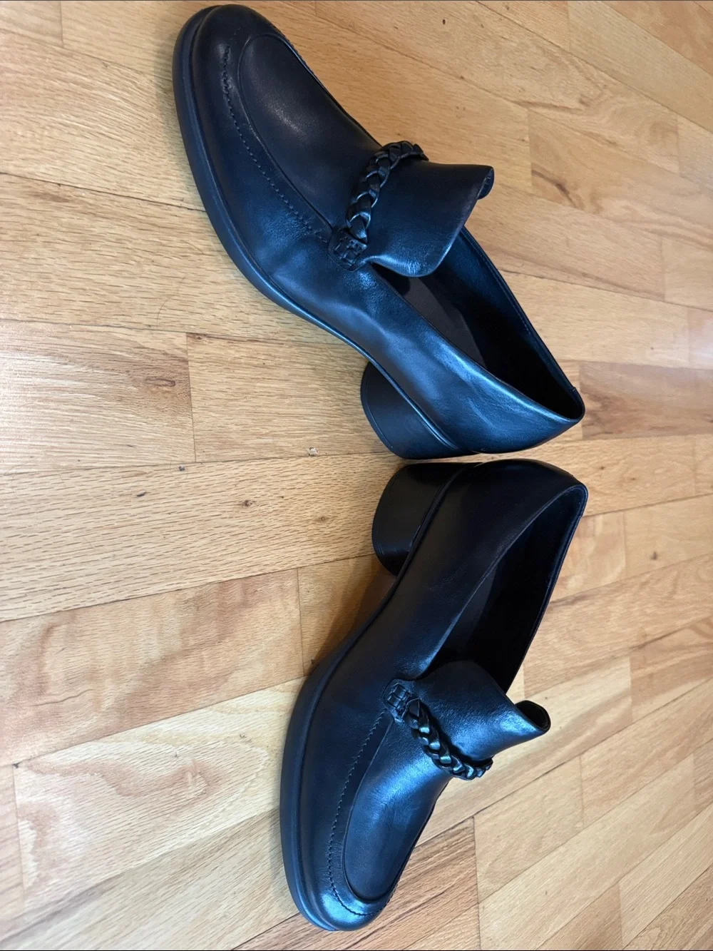 Ecco Black  Braided Leather Loafer